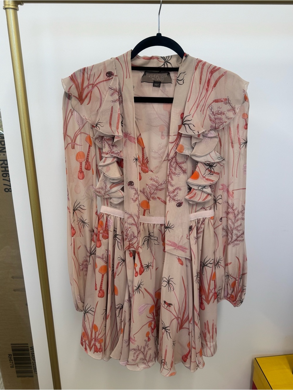 Giambattista Valli Beige Floral Ruffle Mini Dress